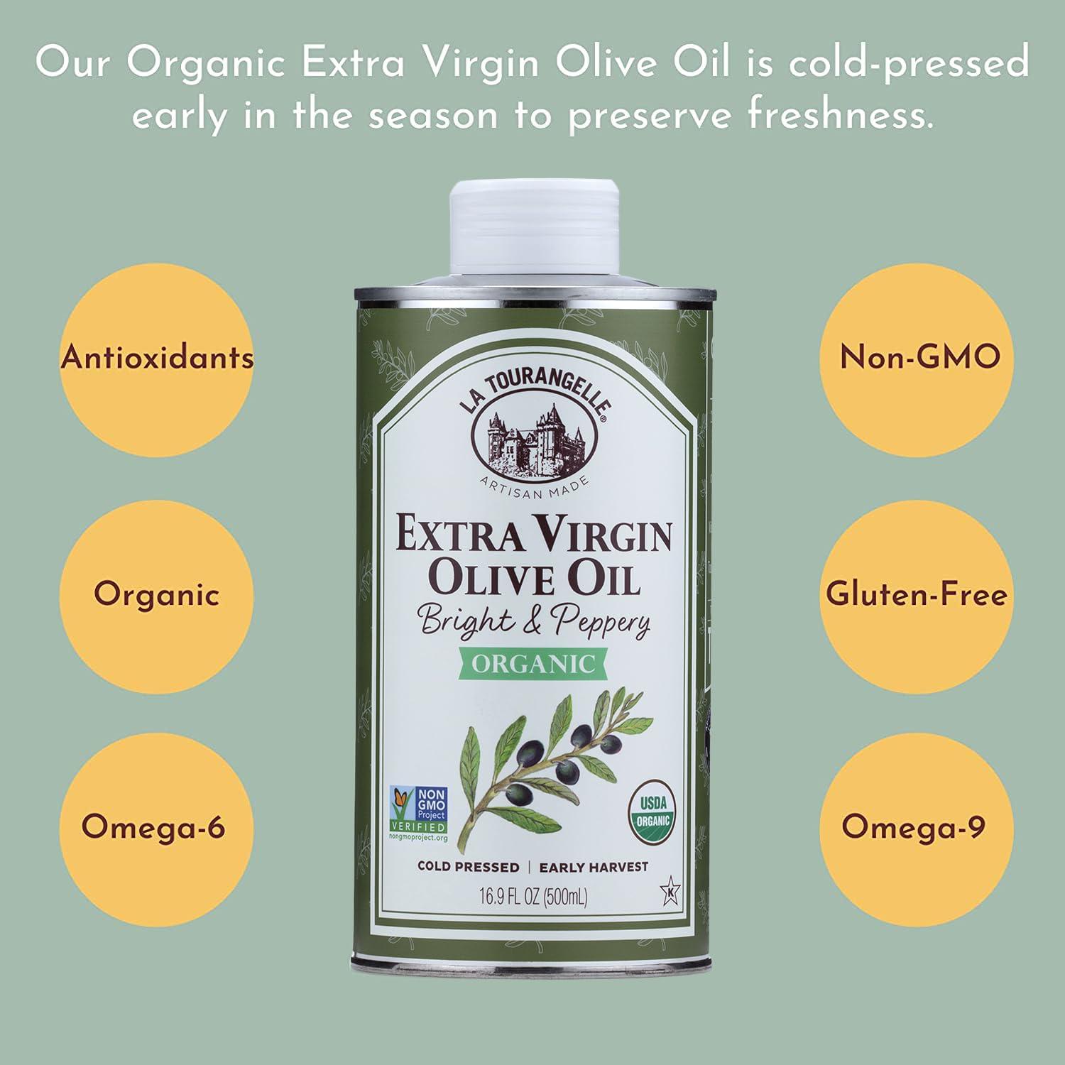 image:imageLa Tourangelle California Extra Virgin Olive Oil ColdPressed High Antioxidant Olives Single Origin from California 254 Fl OzPeppery Organic EVOO