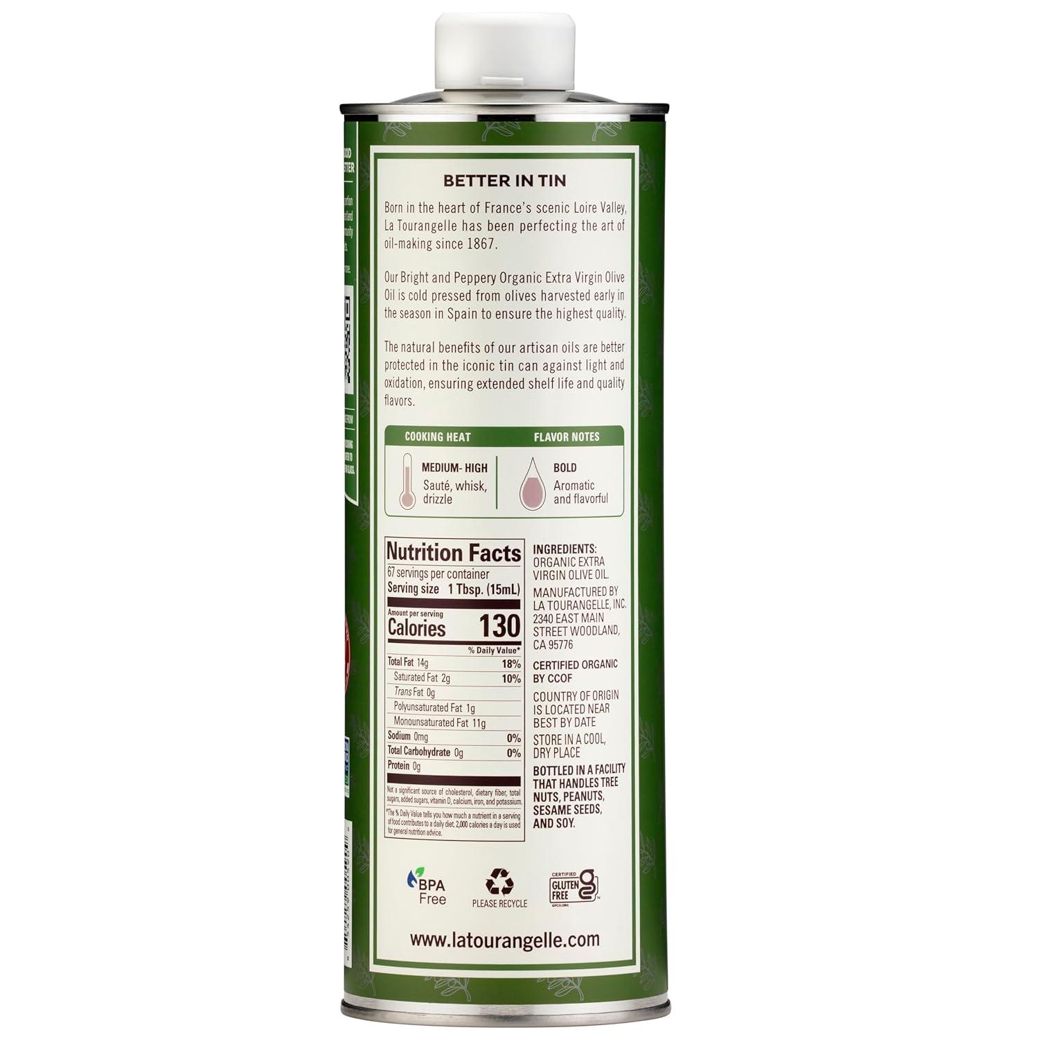image:imageLa Tourangelle California Extra Virgin Olive Oil ColdPressed High Antioxidant Olives Single Origin from California 254 Fl OzPeppery Organic EVOO