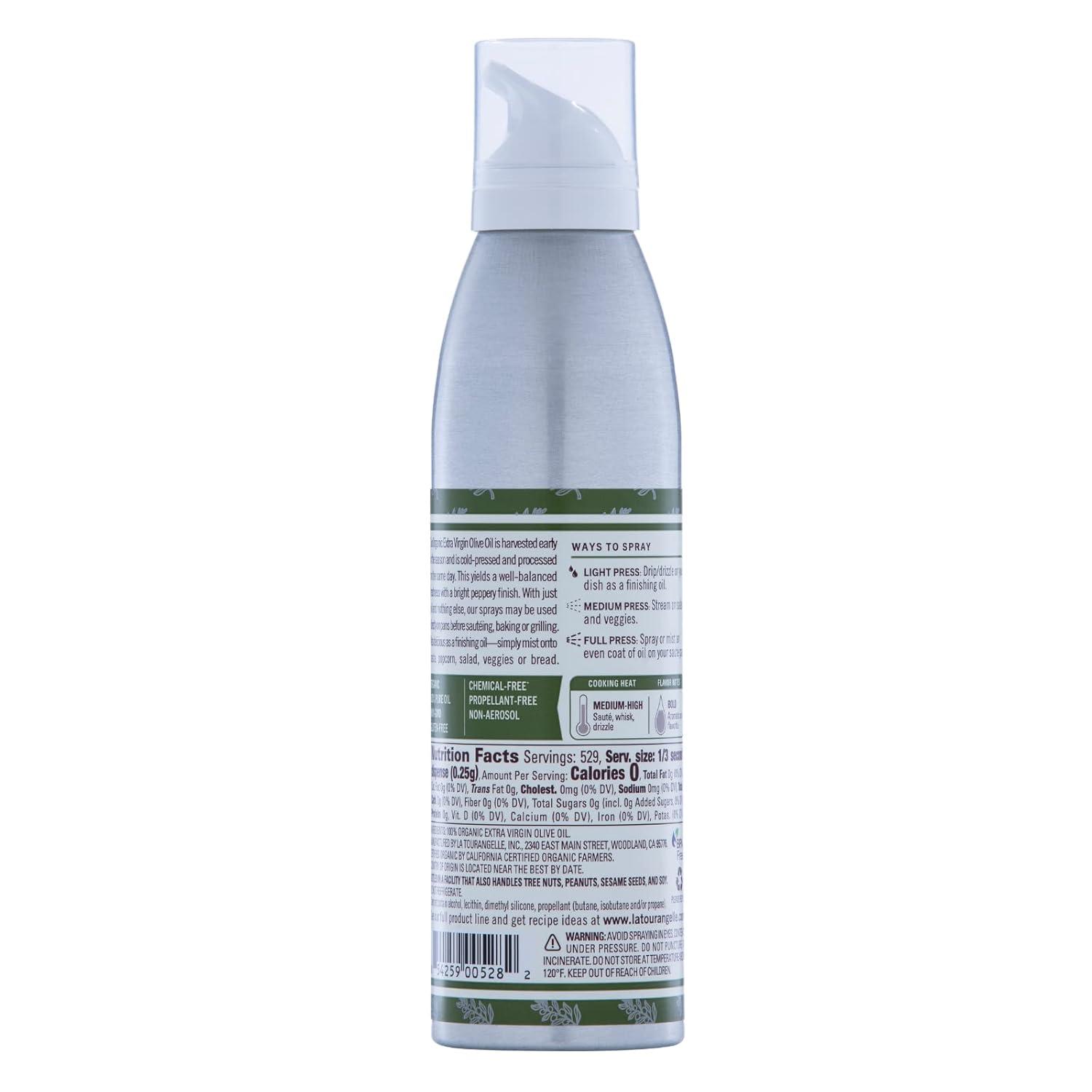 image:imageLa Tourangelle Organic Extra Virgin Olive Oil Spray ColdPressed AllNatural Artisanal Great for Cooking Sauteing Grilling 5 Fl OzOrganic EVOO