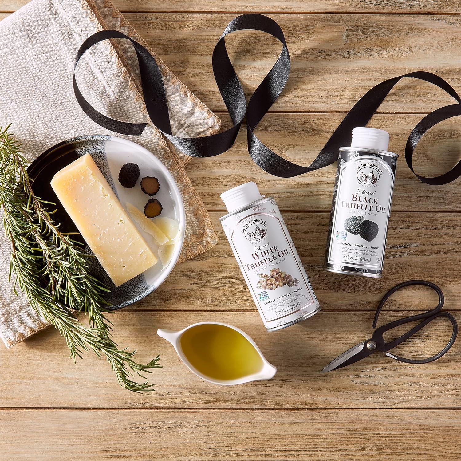 image:imageLa Tourangelle White Truffle Oil amp Black Truffle Oil Set Complex Gourmet Earthy Flavor for Drizzling over Pasta Popcorn Vegetables Potatoes Soup and More Gift Box 845 Fl Oz Each Set of 2Black Truffle