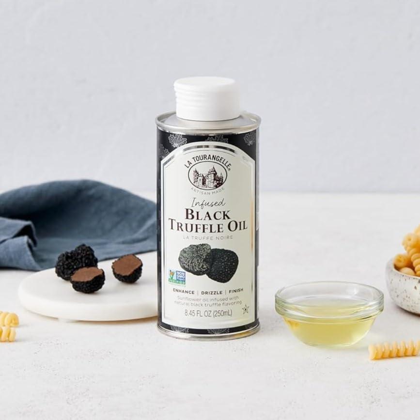 image:imageLa Tourangelle White Truffle Oil amp Black Truffle Oil Set Complex Gourmet Earthy Flavor for Drizzling over Pasta Popcorn Vegetables Potatoes Soup and More Gift Box 845 Fl Oz Each Set of 2Black White Truffle Gift Box