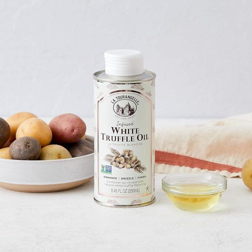 image:imageLa Tourangelle White Truffle Oil amp Black Truffle Oil Set Complex Gourmet Earthy Flavor for Drizzling over Pasta Popcorn Vegetables Potatoes Soup and More Gift Box 845 Fl Oz Each Set of 2White Truffle