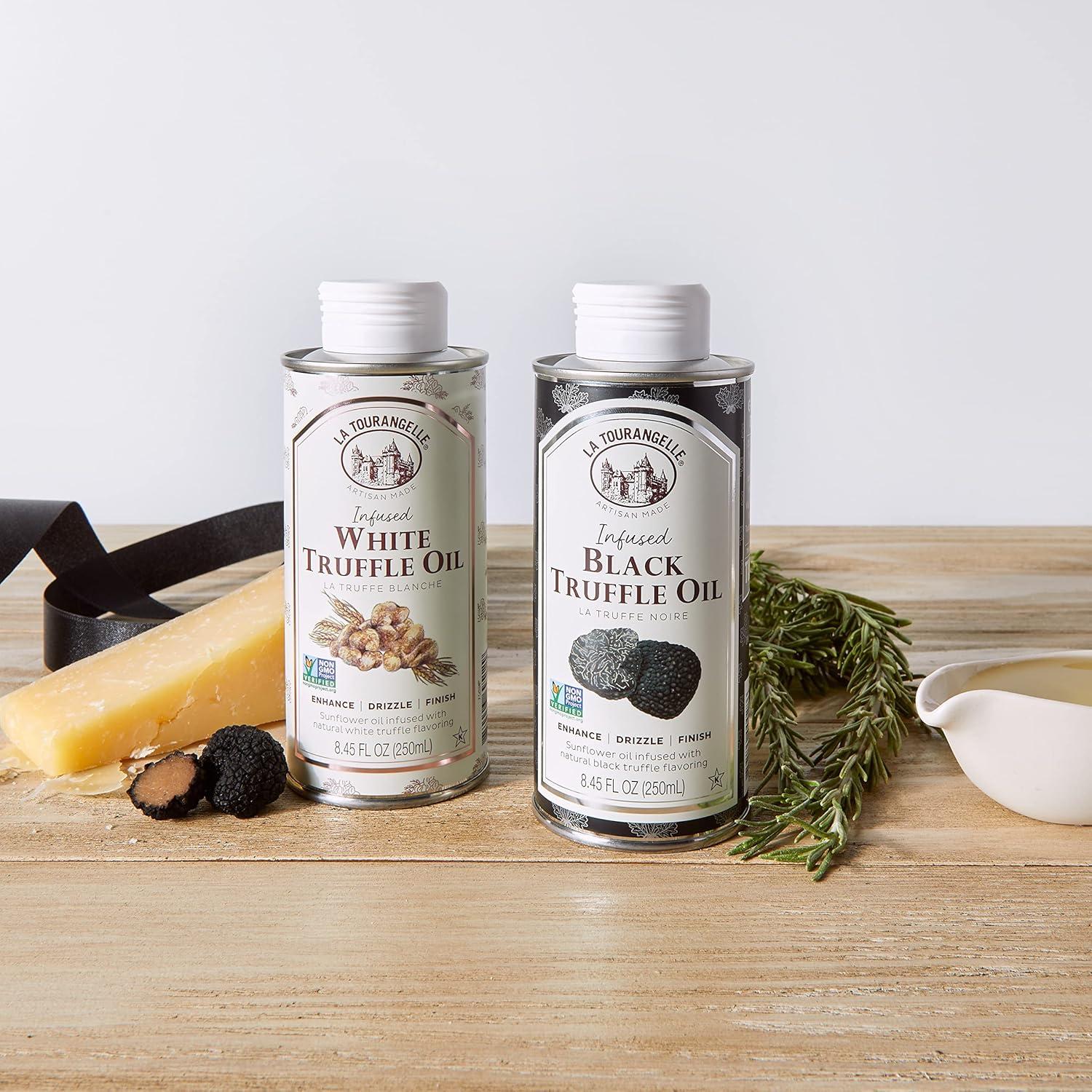 image:imageLa Tourangelle White Truffle Oil amp Black Truffle Oil Set Complex Gourmet Earthy Flavor for Drizzling over Pasta Popcorn Vegetables Potatoes Soup and More Gift Box 845 Fl Oz Each Set of 2Black White Truffle Gift Box