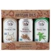 La Tourangelle, White Truffle Oil & Black Truffle Oil Set, Complex Gourmet Earthy Flavor for Drizzling over Pasta, Popcorn, Vegetables, Potatoes, Soup and More, Gift Box, 8.45 Fl Oz Each (Set of 2)(Garlic/White Truffle/Basil Gift Box)