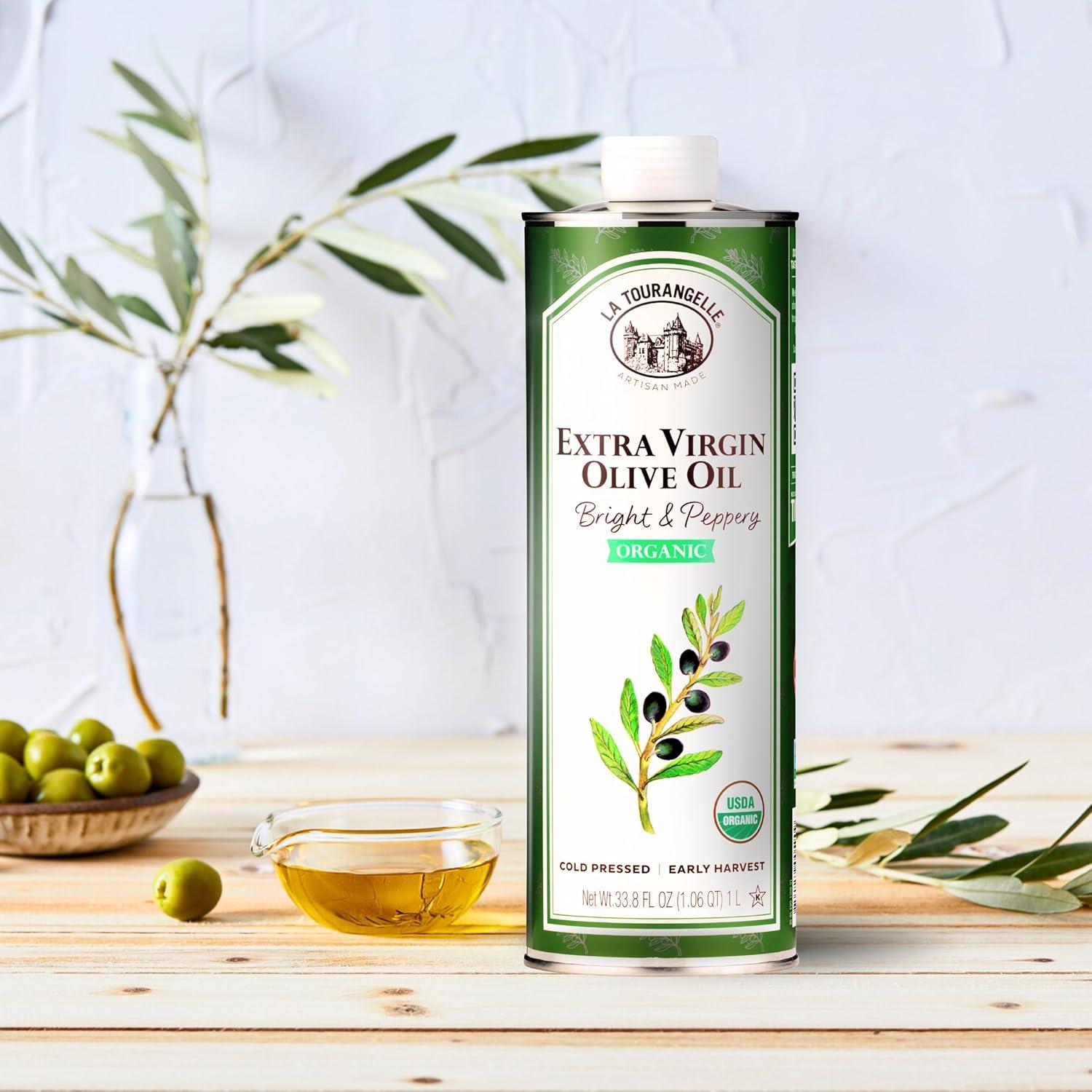 image:imageLa Tourangelle Organic Extra Virgin Olive Oil ColdPressed Early Harvest EVOO from Spain Smooth amp Fruity 169 fl oz Spanish with Polyphenols for Cooking Drizzling Marinades and DippingPeppery Organic EVOO