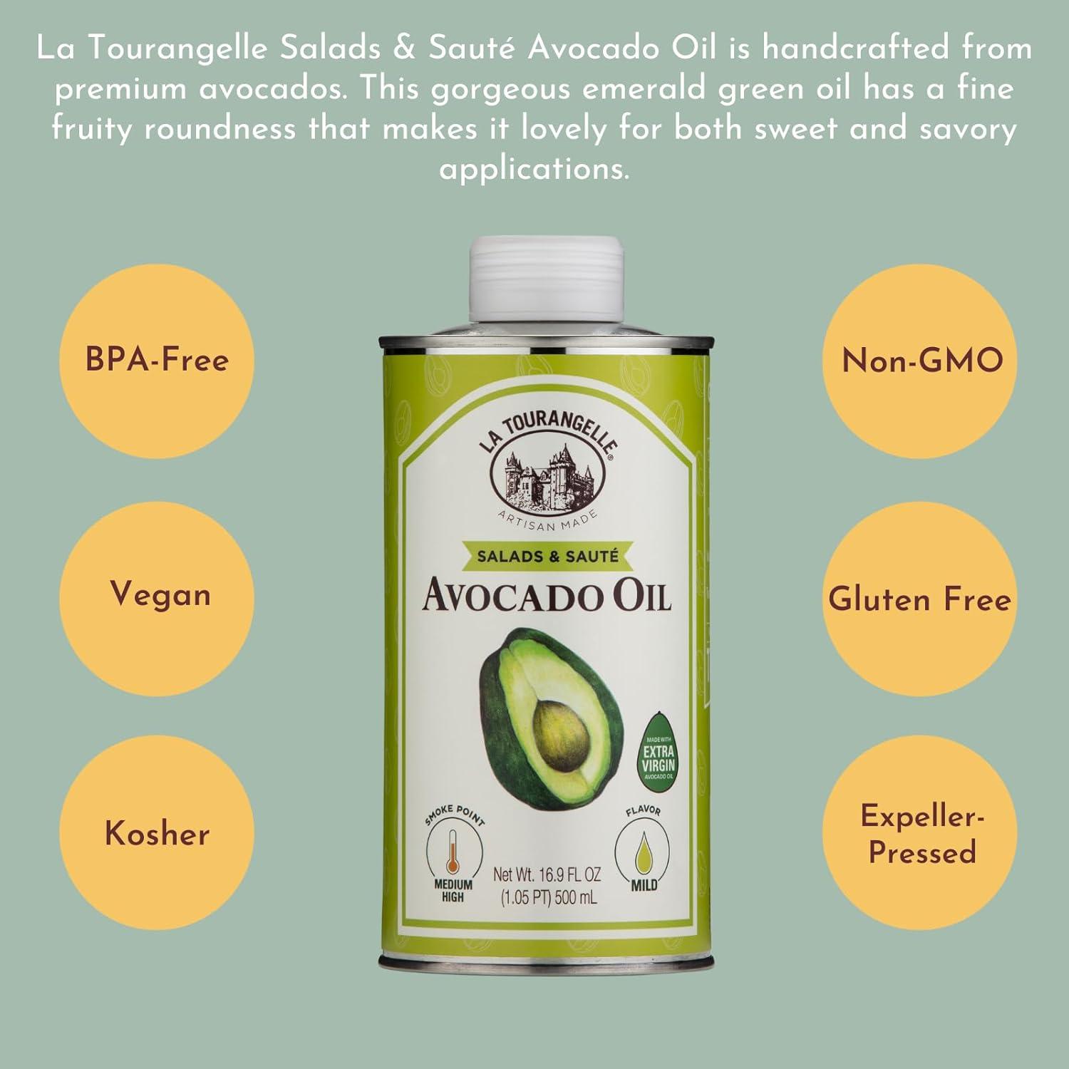 image:imageLa Tourangelle Organic Extra Virgin Olive Oil ColdPressed Early Harvest EVOO from Spain Smooth amp Fruity 169 fl oz Spanish with Polyphenols for Cooking Drizzling Marinades and DippingAvocado