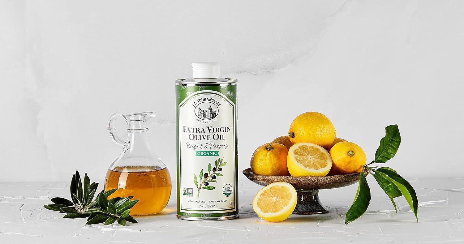 image:imageLa Tourangelle Organic Extra Virgin Olive Oil ColdPressed Early Harvest EVOO from Spain Smooth amp Fruity 169 fl oz Spanish with Polyphenols for Cooking Drizzling Marinades and DippingPeppery Organic EVOO